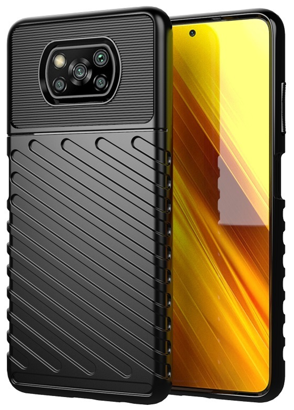 Защитный чехол черного цвета на Xiaomi Poco X3 NFC, серия Onyx от Caseport