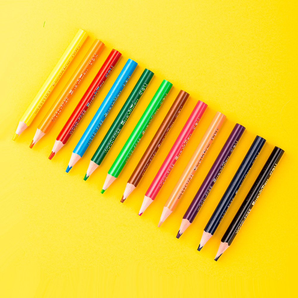 Карандаши цветные Deli "Enovation", короткие, 12 цвета, PS, картон