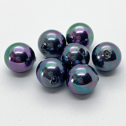 &quot;Майорка&quot; полупросверленная, цвет черный АВ, 10 мм, цена за 1 шт