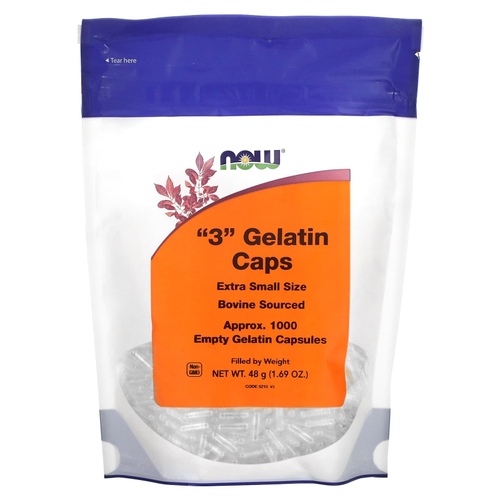 NOW Foods, желатиновые капсулы, маленький размер «3», прибл. 1000 пустых капсул
