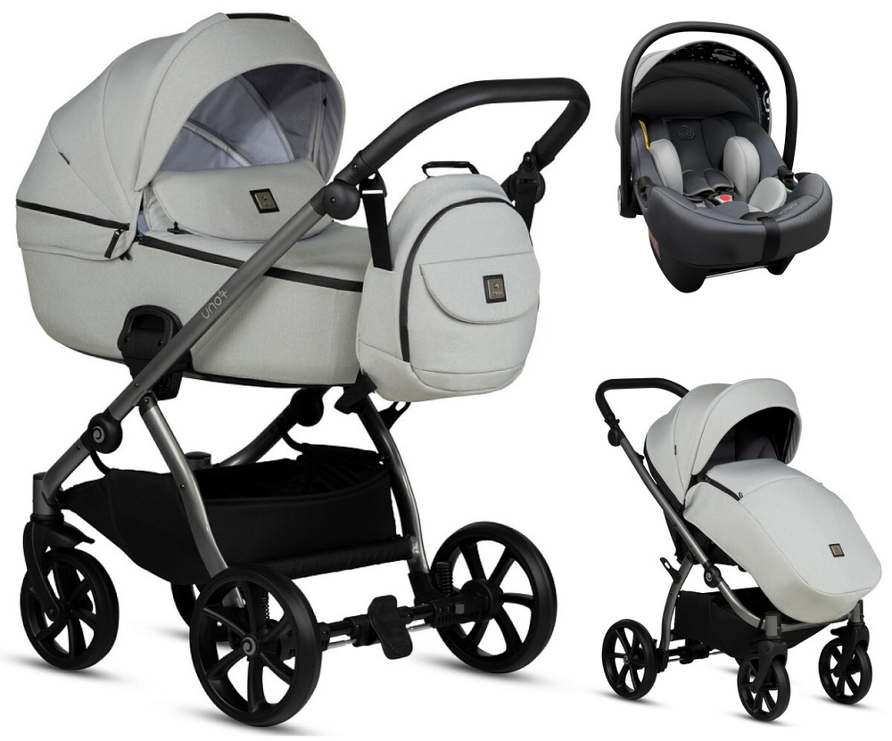 Детская коляска Tutis Uno 5 Plus Essential collection 3 в 1 с автокреслом Elo Lux EduSky Grey 1402142 Risso