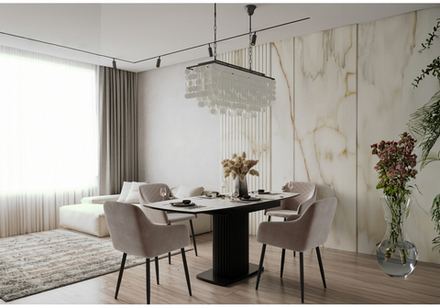 Керамический стол Woodville Фестер 140(180)х80 белый мрамор snow white, черный