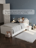 Кровать 90х200, Боро, односпальная с ящиками, белая, Dipriz