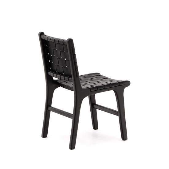 Стул Calixta из кожи и красного дерева с черной отделкой