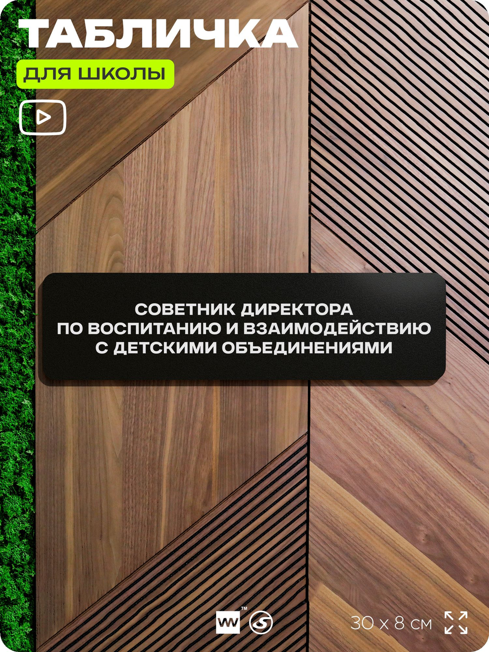 Табличка для школы Советник директора по воспитанию, школьные таблички на дверь кабинета, 30х8 см, Айдентика Технолоджи