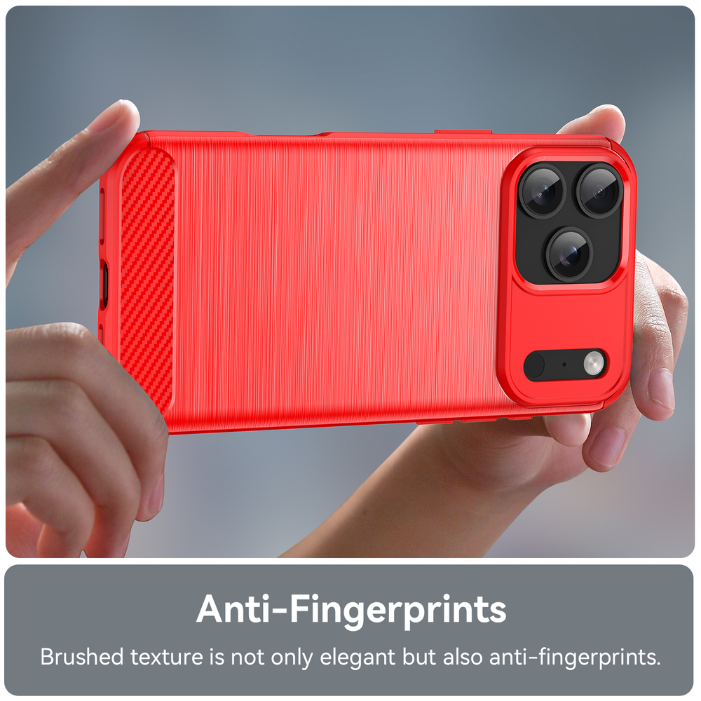 Чехол красного цвета на iPhone 17 Pro Max, мягкий отклик кнопок, серия Carbon (с дизайном под карбон) от Caseport