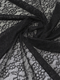 Гипюр эластичный черный ширина 145 см