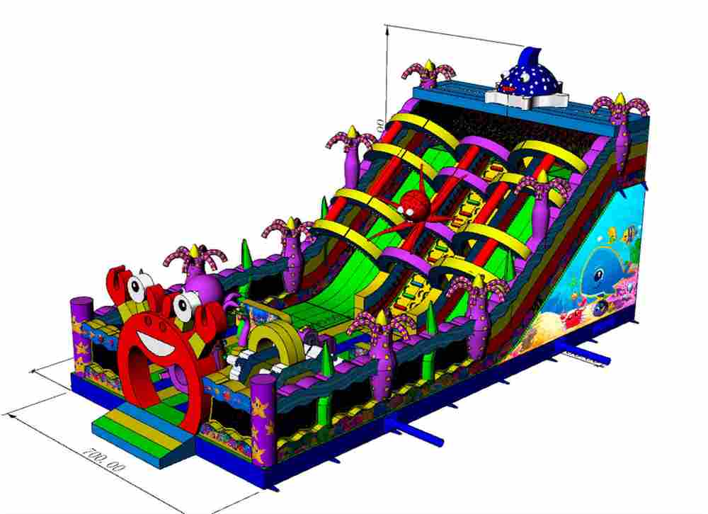 Коммерческий надувной батут «Мега риф», 14*7*8 м