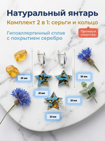 Комплект украшений с янтарём звезда пеструха голубая