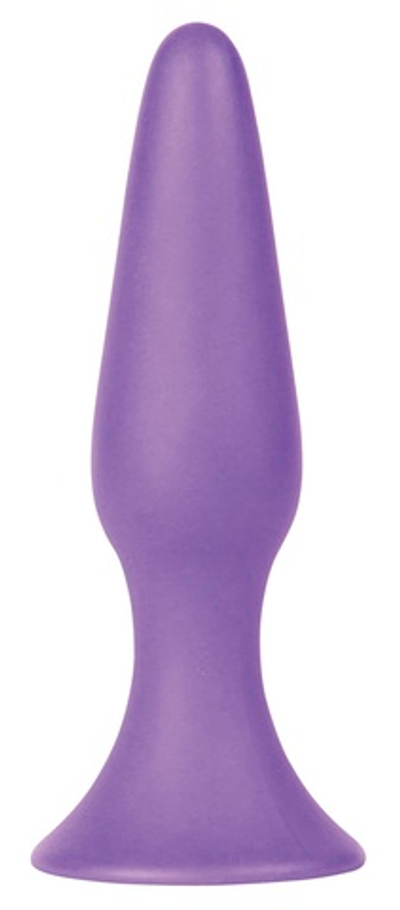 Фиолетовая анальная втулка Silky Buttplug Medium - 12,5 см.