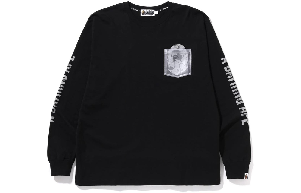 A Bathing Ape Reflective Solid Camo Ape Head Relaxed Fit Pocket L S Tee