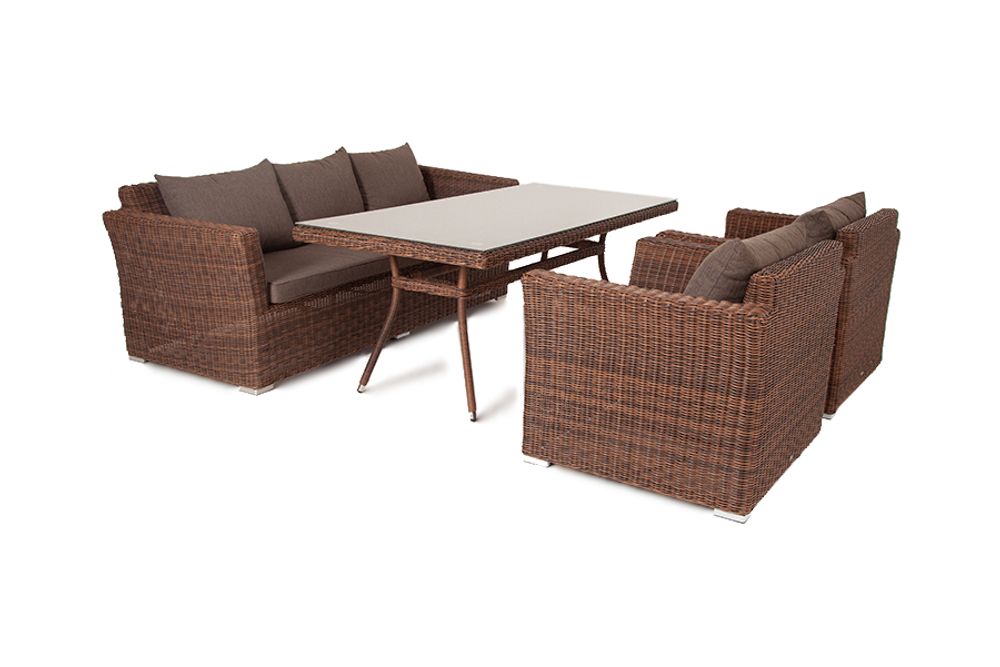 "Моккачино" обеденная группа из искусственного ротанга, цвет коричневый