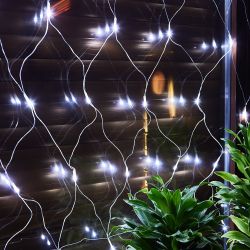 ULD-N1515-96-STK WHITE IP44 Сетка светодиодная со статическим свечением. 1.5х1.5м. Соединяемая. 96 светодиодов. Белый свет. Провод прозрачный. TM Uniel