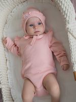 Боди-кимоно с наружными швами и крылышками "Чайная роза" 0+