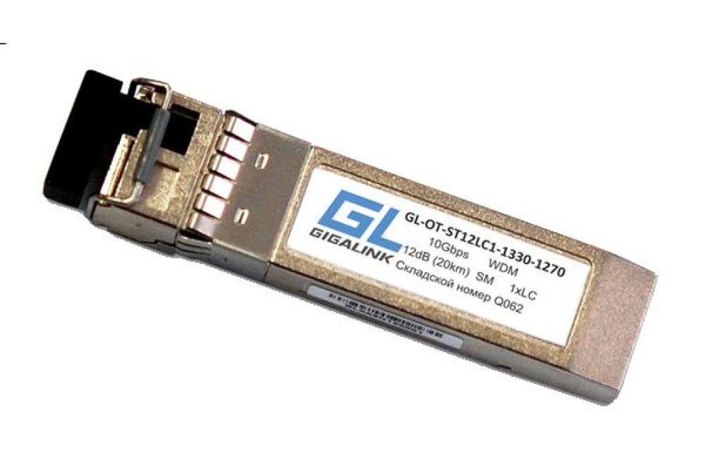 Модуль SFP+ GIGALINK 10G, WDM, одно волокно, Tx:1270/Rx:1330 нм, 12 дБ GL-OT-ST12LC1-1270-1330