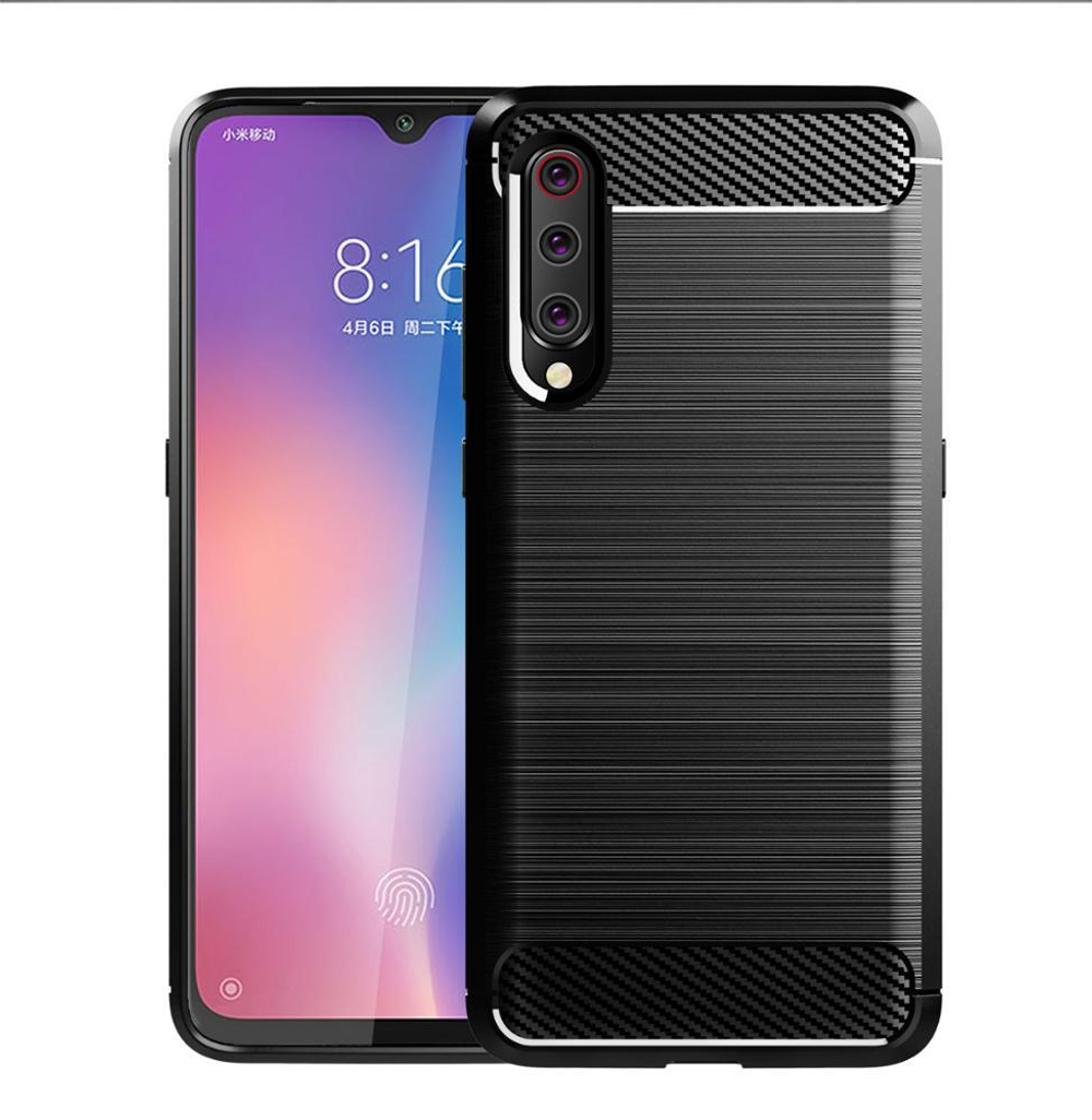 Чехол для Xiaomi Mi 9 (9 Pro 5G) цвет Black (черный), серия Carbon от Caseport