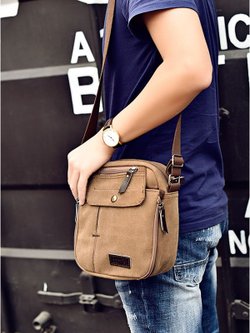 Сумка мужская через плечо, коричневая, размеры 22х19х8см (35350770299)