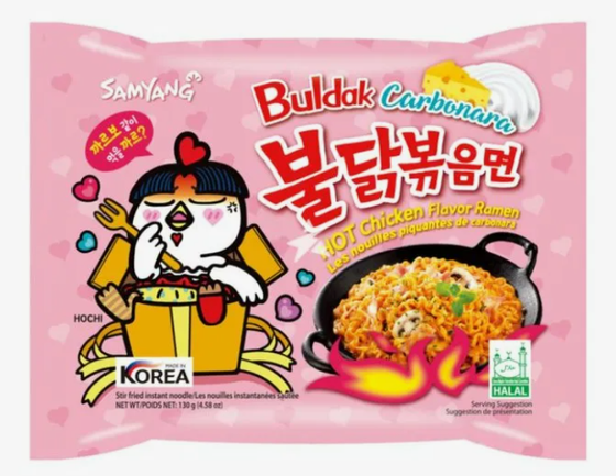 Лапша быстрого приготовления "SAMYANG" вкус жгучей курицы карбонара 140гр (40шт)  пакет