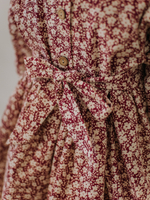 Платье с рюшами в цветочек, Бордовый