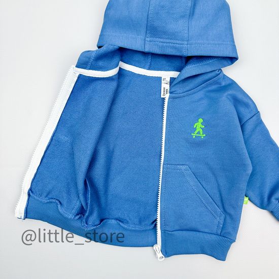 Толстовка из футера на молнии, Сине-голубая