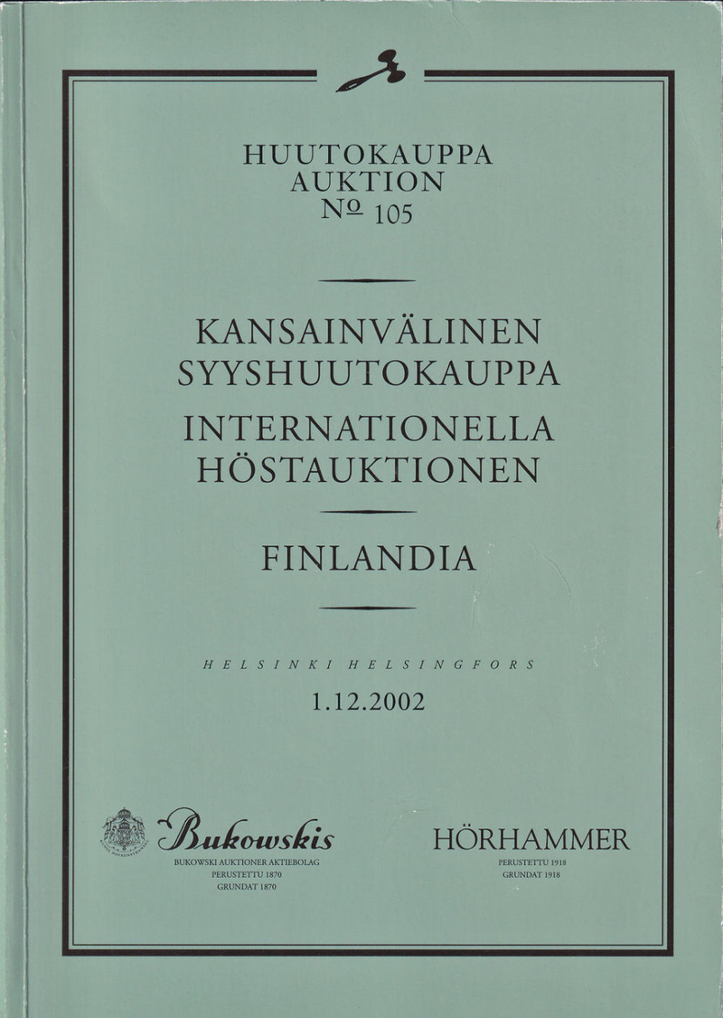 Каталог аукциона Bukowskis, Хельсинки, Международный аукцион № 105 от 1 декабря 2002 года