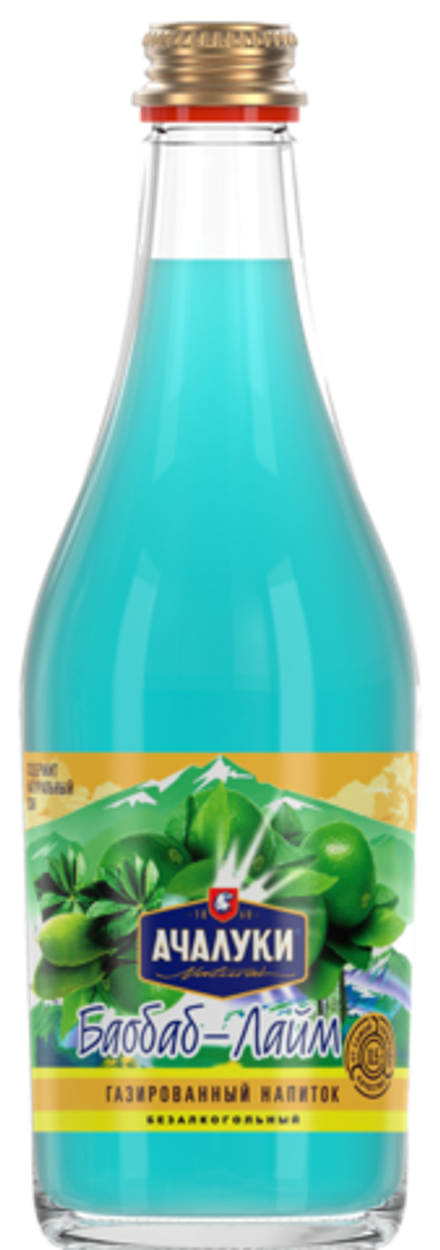 Напиток безалкогольный сильногазированный. Ачалуки. 0,5л. Стекло. "Баобаб лайм" 1/12