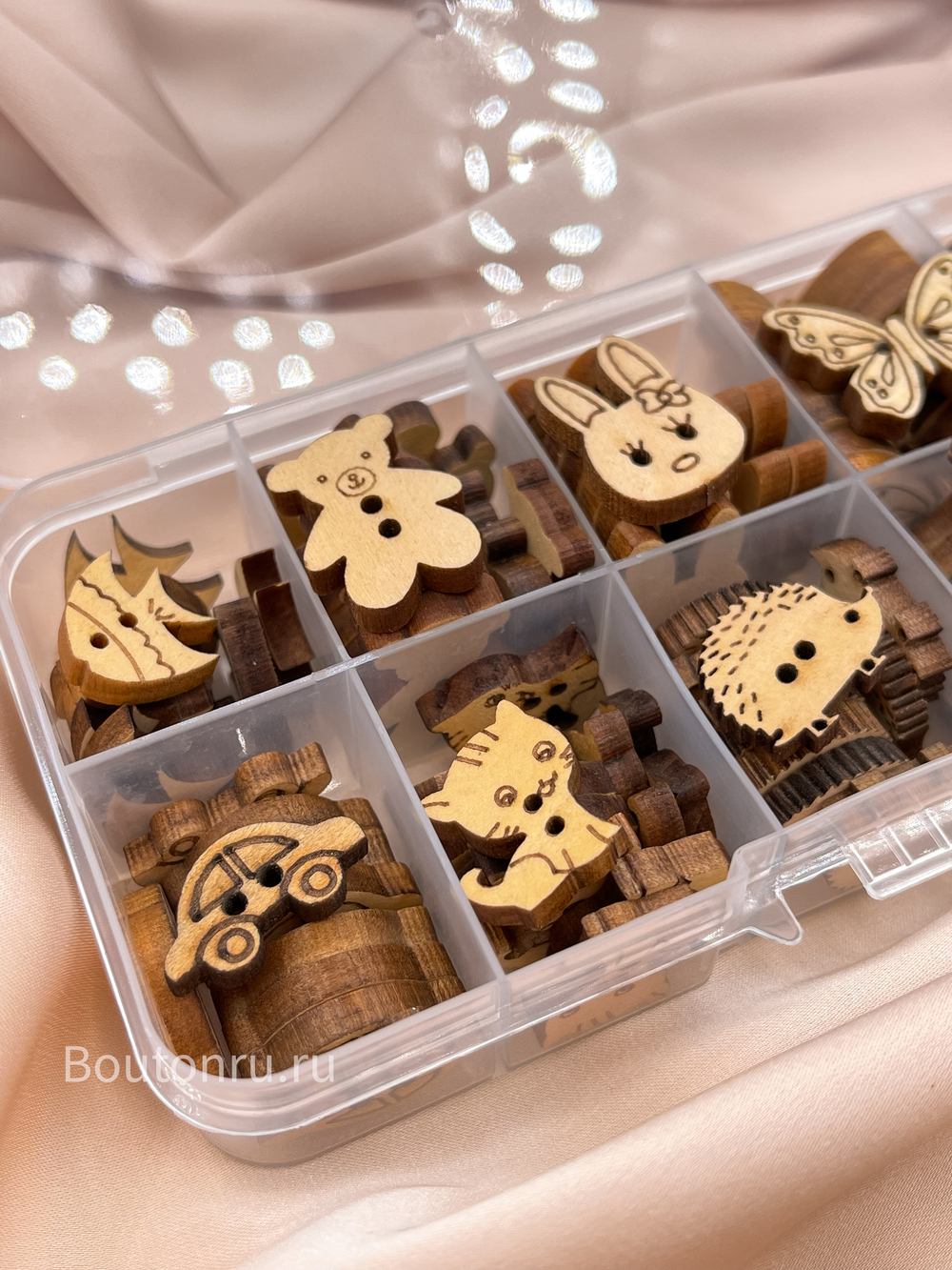 Набор пуговиц деревянные зверушки
