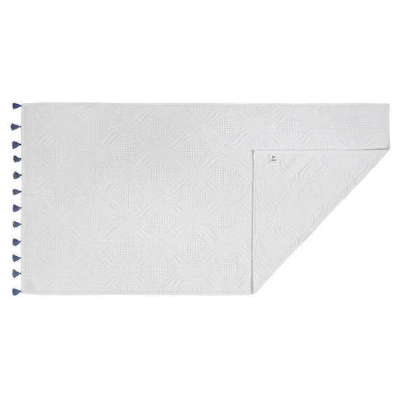 Полотенце банное белое, с кисточками темно-синего цвета из коллекции essential, 70х140 см