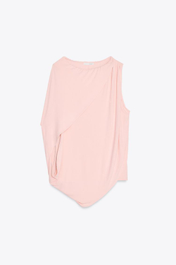 ZARA ТОП-НАКИДКА СО СБОРКАМИ, РОЗОВЫЙ