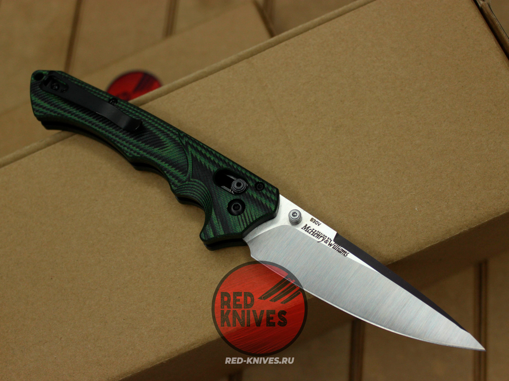 Нож Benchmade RUKUS CUSTOM 2 - зеленая рукоять, сатин клинок