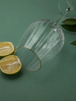 Набор бокалов для вина, 600 мл, 2 шт. с золотой каймой