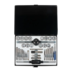Набор метчиков и плашек 33пр.(метрич+дюйм)(М3х0.5,М4х0.7,М5х0.8,М6х1.0,М8х1.25,М10х1.5,М12х1.75,1/4,5/16,3/8,7/16,1/2,1/8-28,1/4-19),в метал.кейсе Forsage F-M033-3