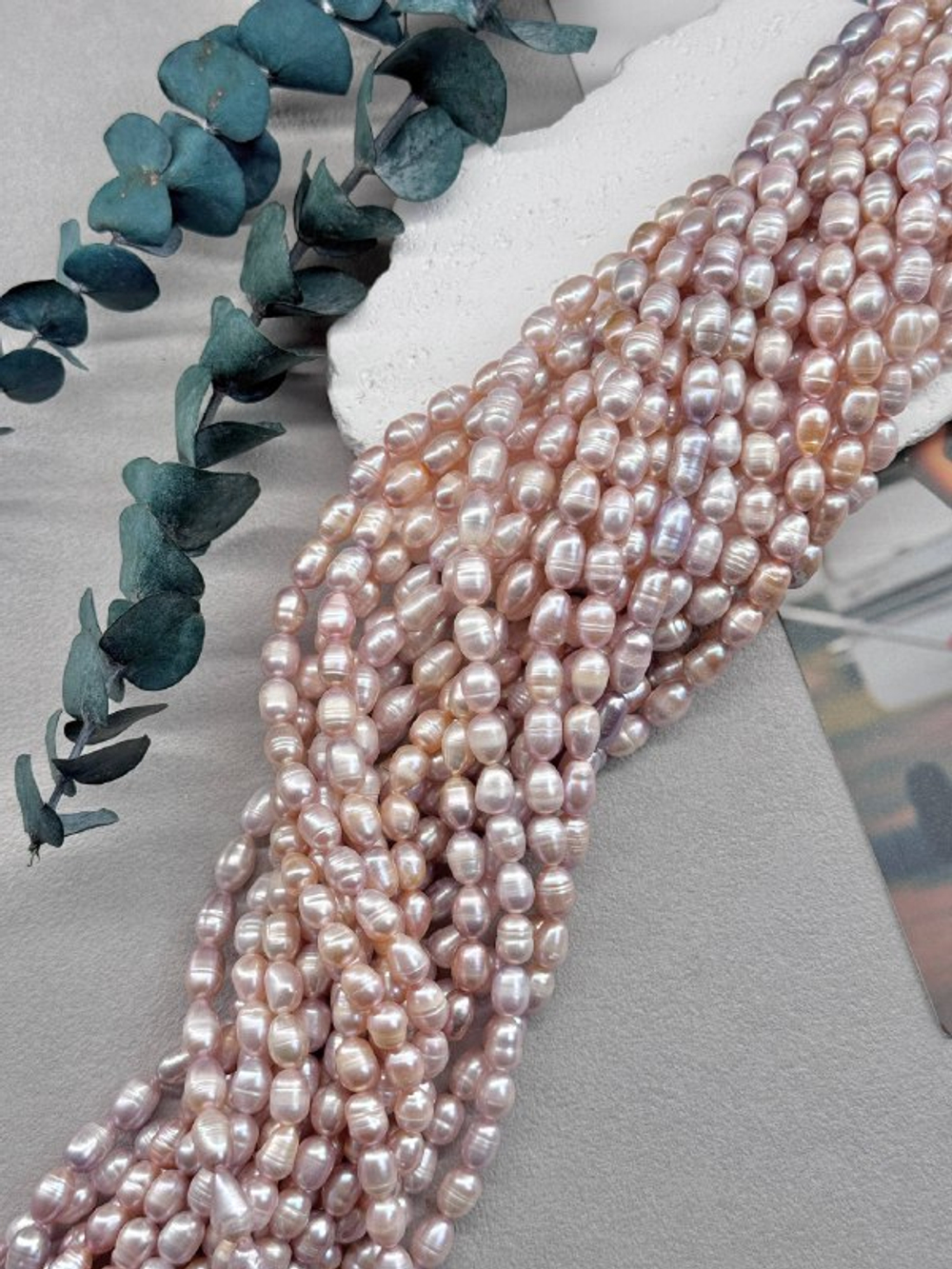 Натуральный барочный жемчуг 7-10 мм, розовый, нить 36 см