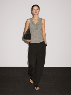 Massimo Dutti Топ с открытыми плечами, пастельно-зеленый