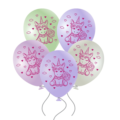 Шар 12" Ассорти Куколки Единороги, пастель Sp 10 шт