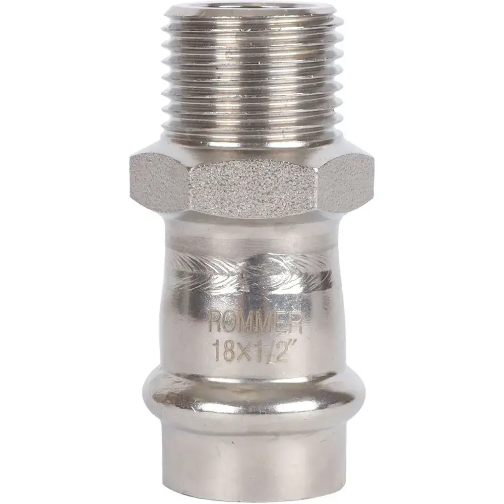 ROMMER Переходник с НР 18x1/2" из нержавеющей стали прессовой