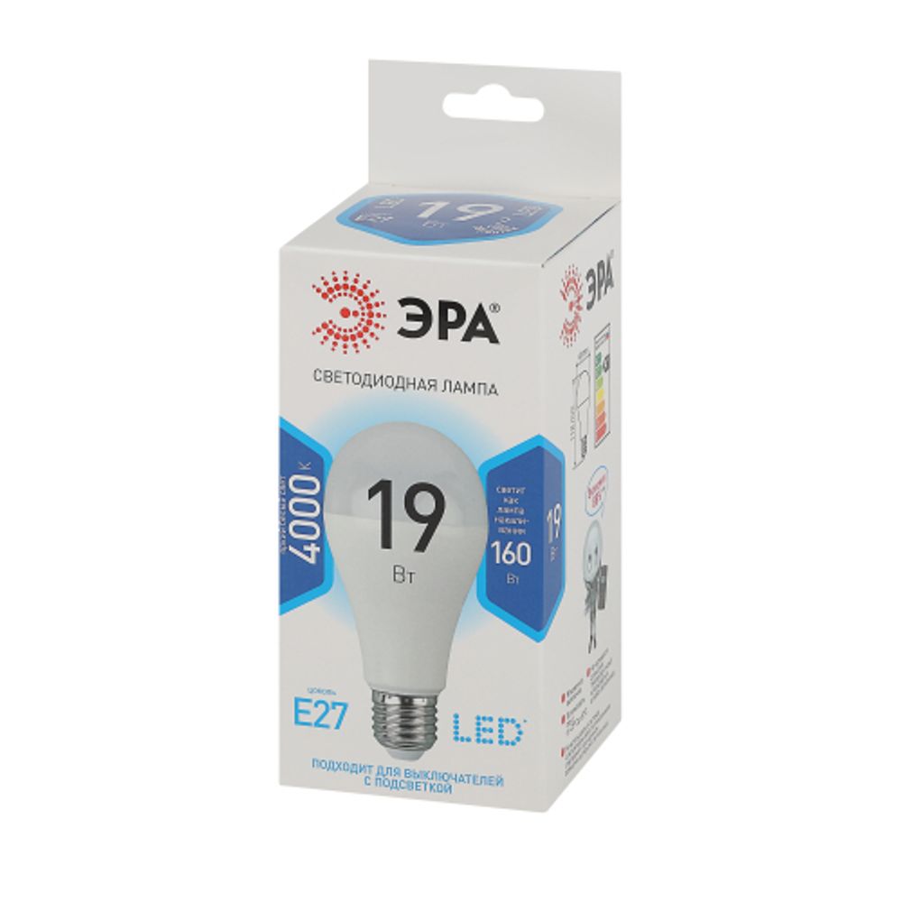 Лампочка светодиодная ЭРА STD LED A65-19W-840-E27 E27 / Е27 19Вт груша нейтральный белый свeт | Лампы cветодиодные Груша (A)