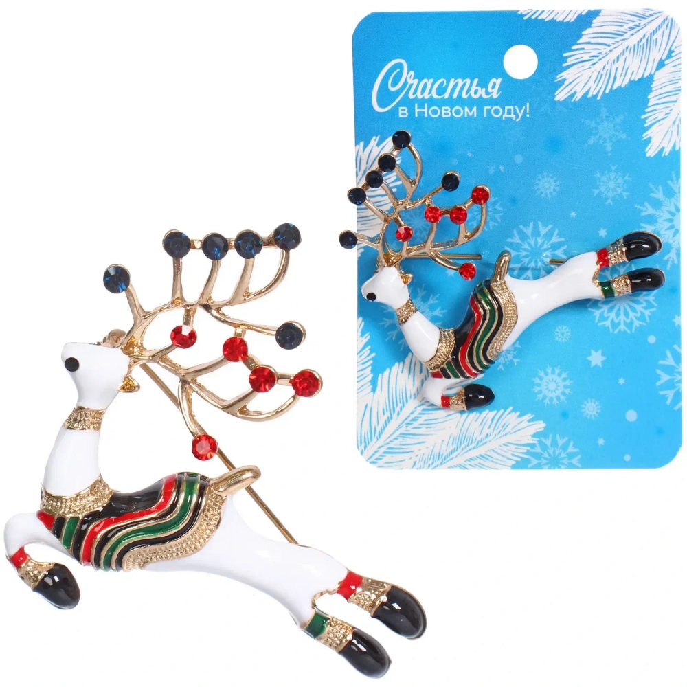 Брошь «Зимняя сказка - Олень» 4,5*4,7см