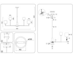Ambrella Люстра на штанге с мрамором Ceramo Modern LH53005