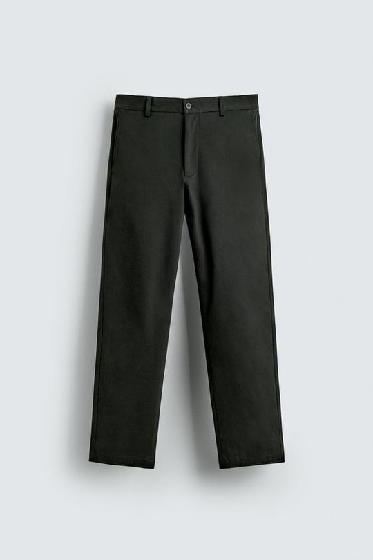 ZARA БРЮКИ ЧИНОС SLIM FIT, ТЕМНО-ЗЕЛЕНЫЙ