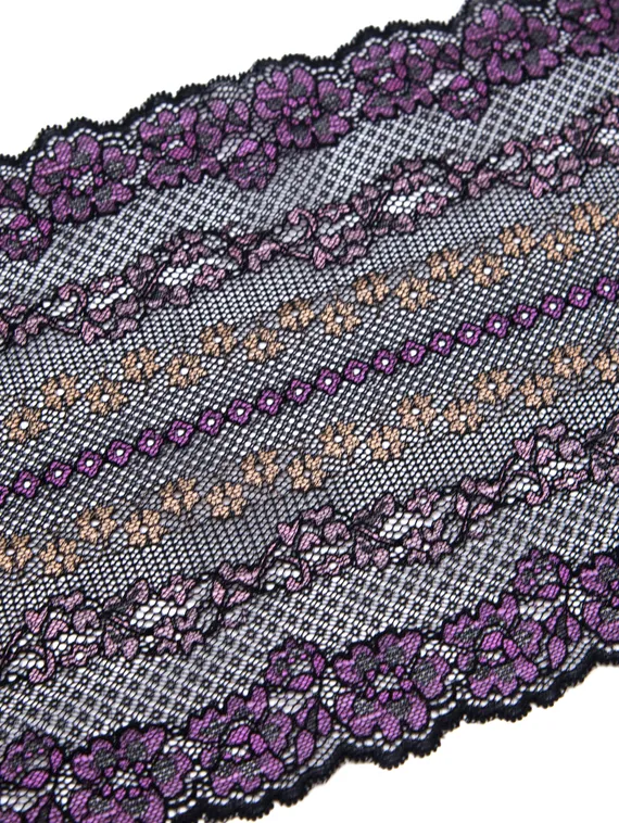 911 Кружево эластичное 23 см, узор VS, Италия, черный