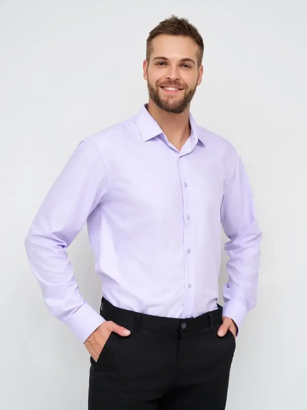Рубашка классическая с длинным рукавом приталенная