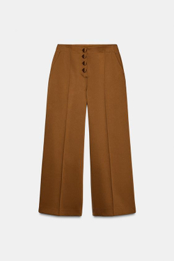 ZARA АТЛАСНЫЕ ШИРОКИЕ БРЮКИ, КАРАМЕЛЬНЫЙ