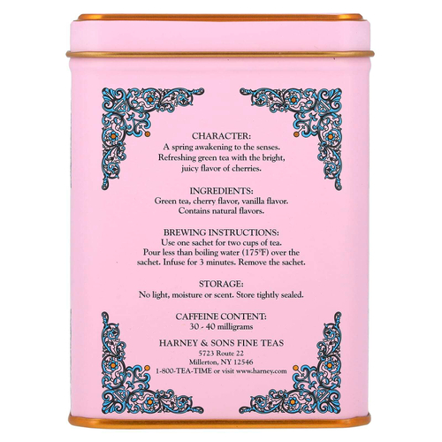 Harney & Sons, HT Tea Blends, зеленый чай с цветком вишни, 20 пакетиков, 40 г (1,4 унции)