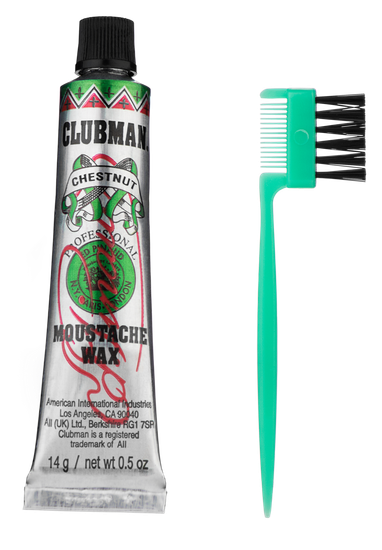 Clubman Moustache Wax Chestnut Воск для укладки и подкрашивания бороды с щеточкой (каштановый),15 мл