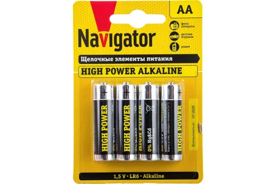 Батарейка Navigator АА LR6 щелочь упаковка 4 штуки 38560