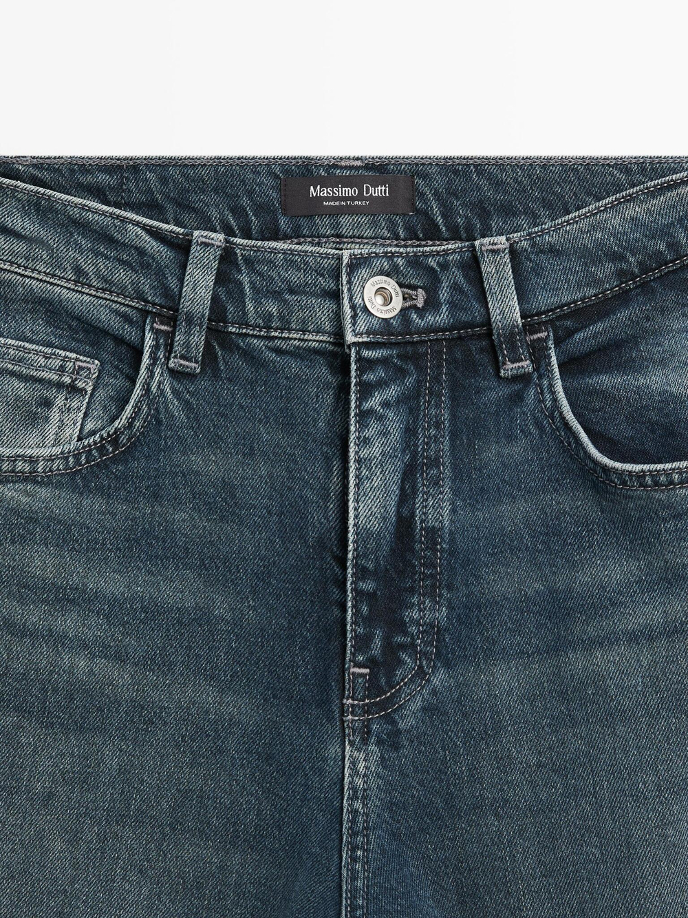 Massimo Dutti Джинсы клеш со средней посадкой, средне-синий