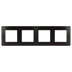 Рамка для розеток и выключателей ЭРА Серия 12 12-5104-06 на 4 поста, Сатин, чёрный