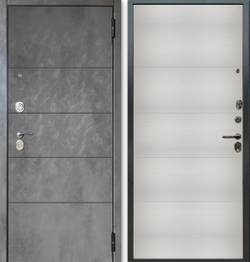 Входная дверь Аргус Люкс 3К 2П  Агат бетон темный / Агат вельвет белый