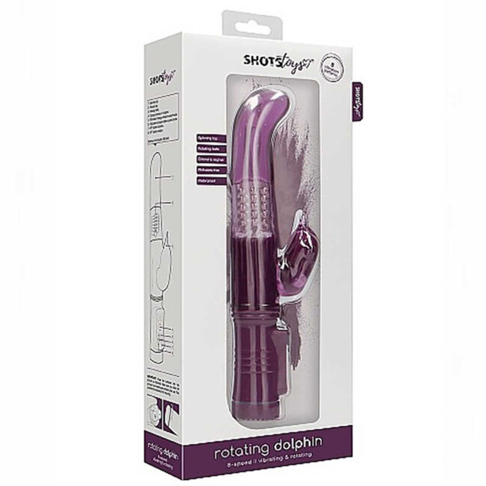 Вибратор с клиторальным стимулятором Rotating Dolphin, фиолетовый (Цвет: фиолетовый)